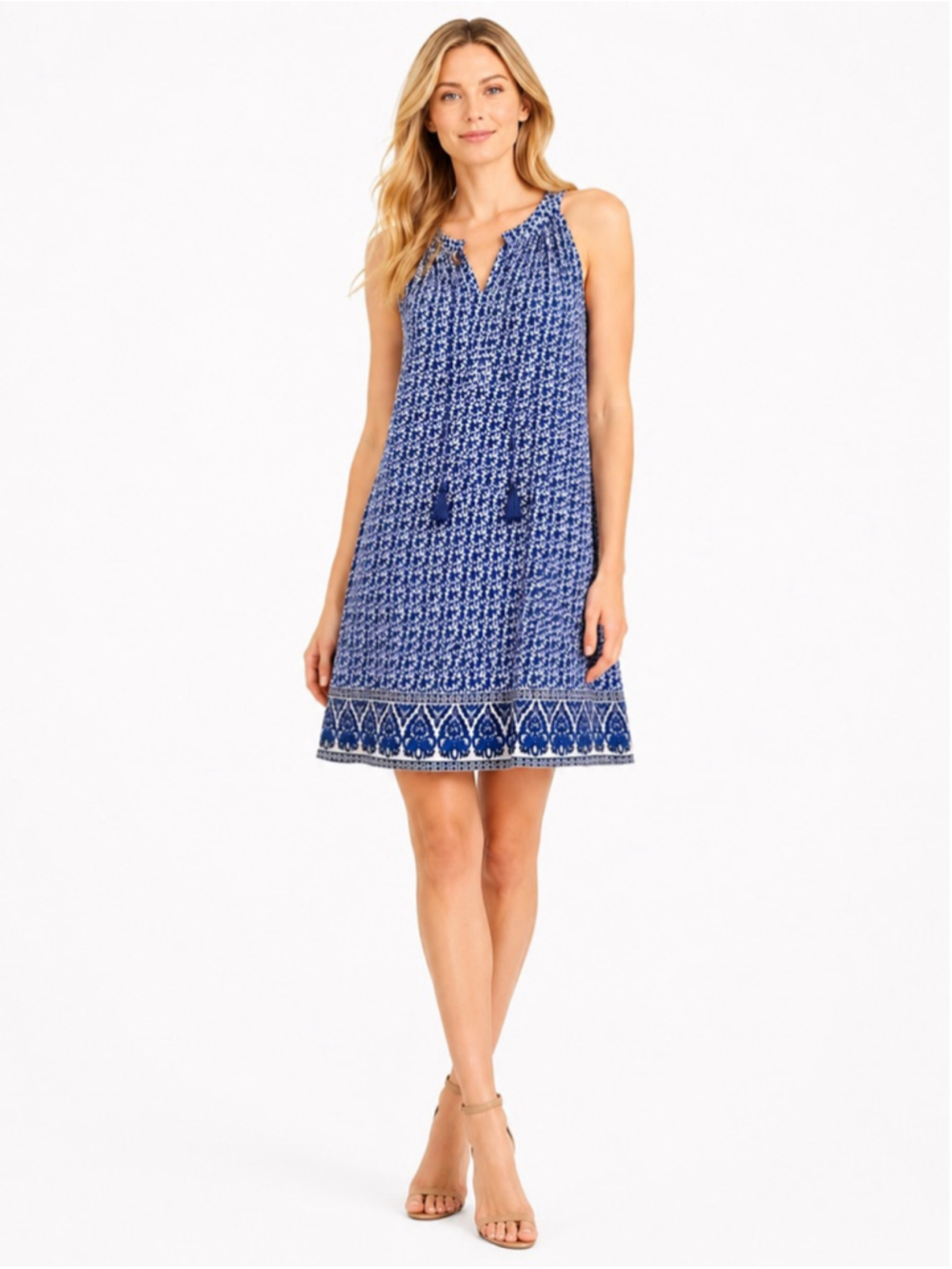 Women's Fleur Bleue Mini Dress Size 4 Blue White NWT
